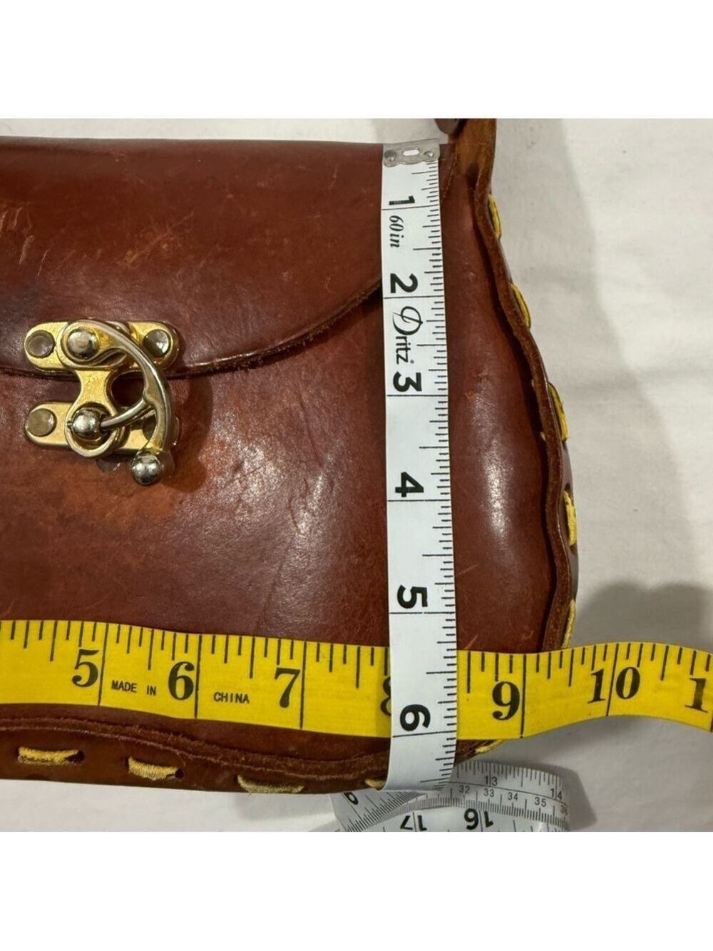 Vintage Handmade Leather Fox Embossed Saddle Bag Boho Rustic Crossbody - Picture 11 of 14